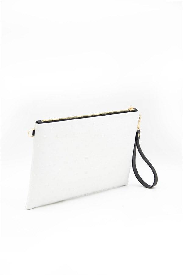 Silver Polo Beyaz - Beyaz Logolu Kadın Portföy ve Clutch El Çantası SP1034