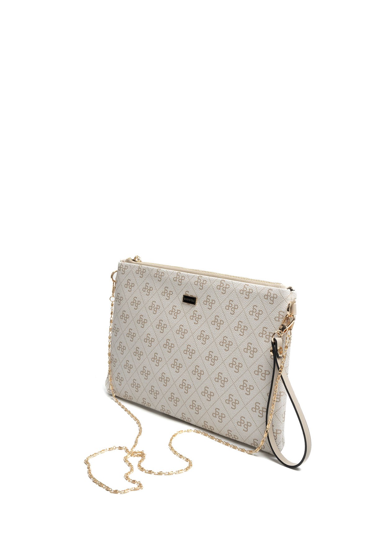 Silver Polo Bej - Kum Beji Monogram Kadın Portföy ve Clutch El Çantası SP1034