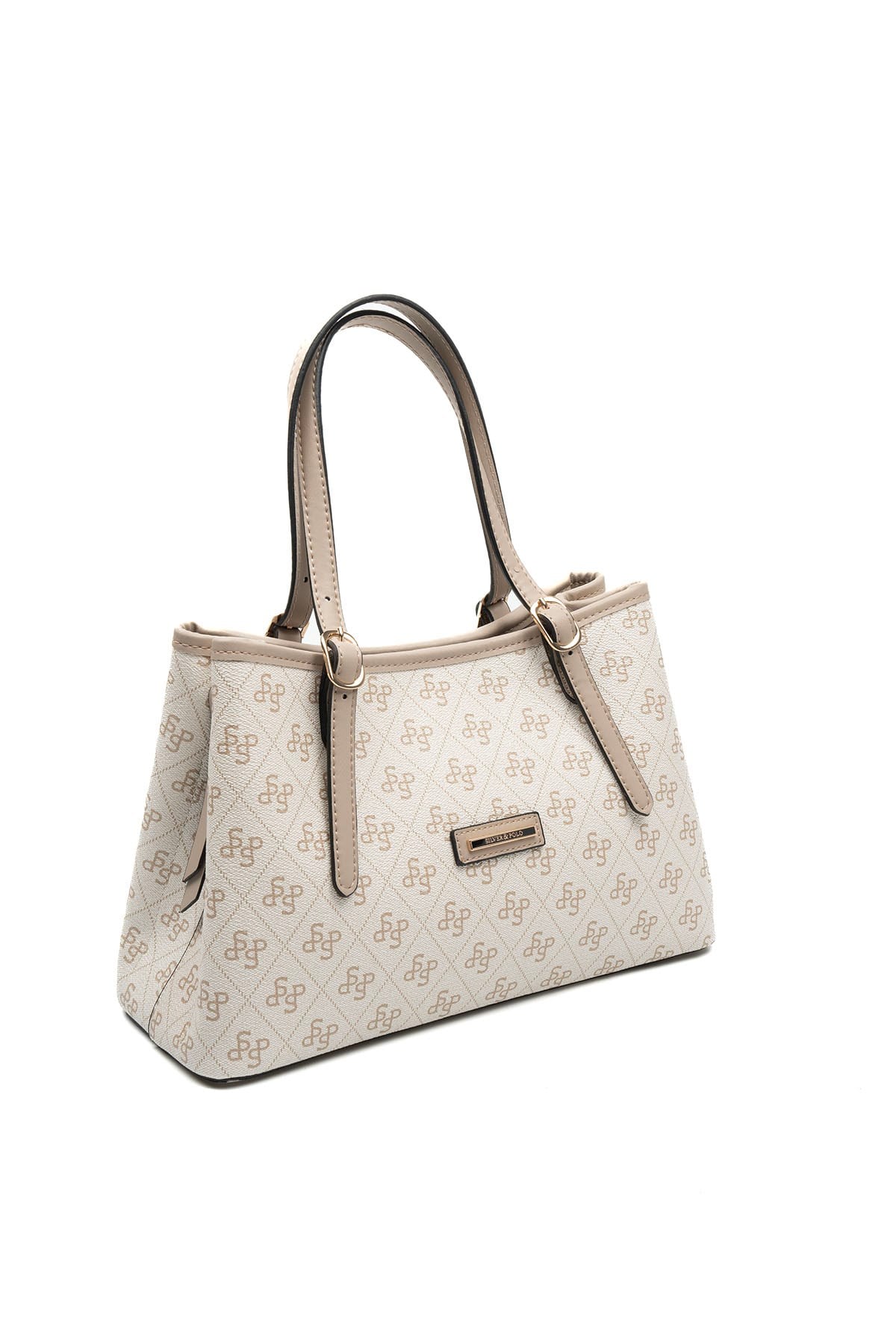 Silver Polo Bej - Kum Monogram Kadın El Çantası SP1252