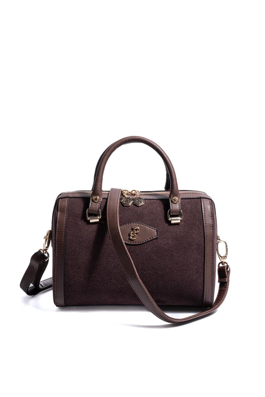 Silver & Polo SP1091 Kadın El Çantası Süet Kahve-Kahve