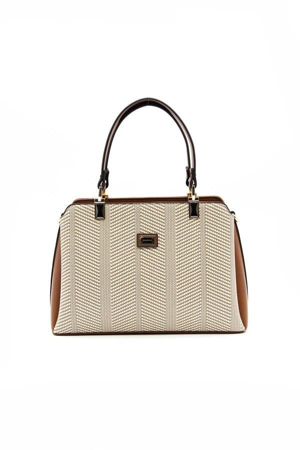Silver & Polo SP972 Kadın El Çantası Hasır Bej-Taba