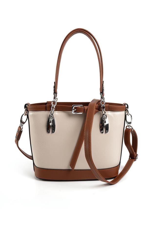 Silver Polo Bej - Taba Düz Kadın El Çantası SP1155