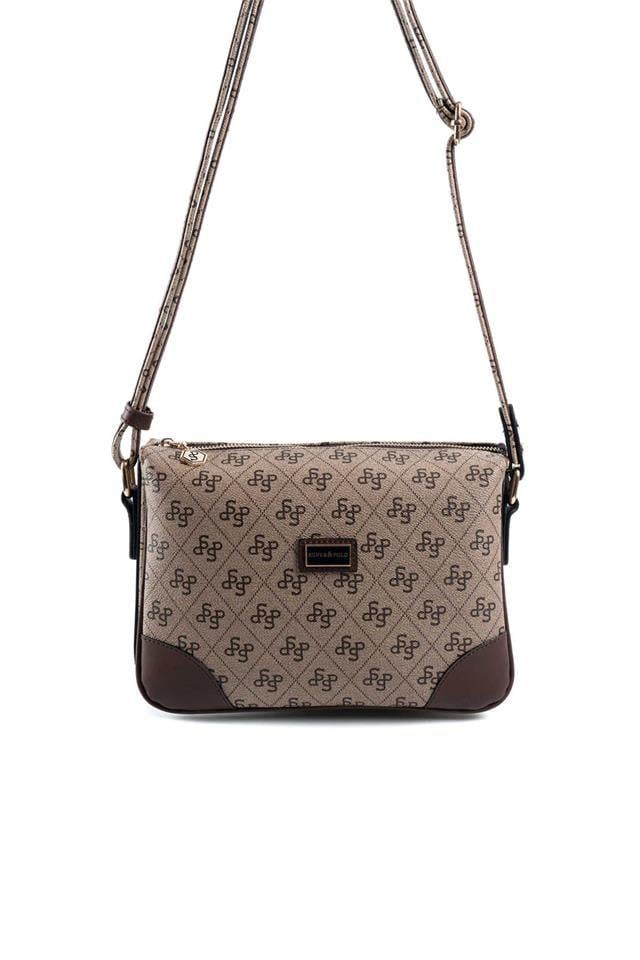 Silver Polo SP784 Kadın Çapraz Çanta Monogram Koyubej-Kahve