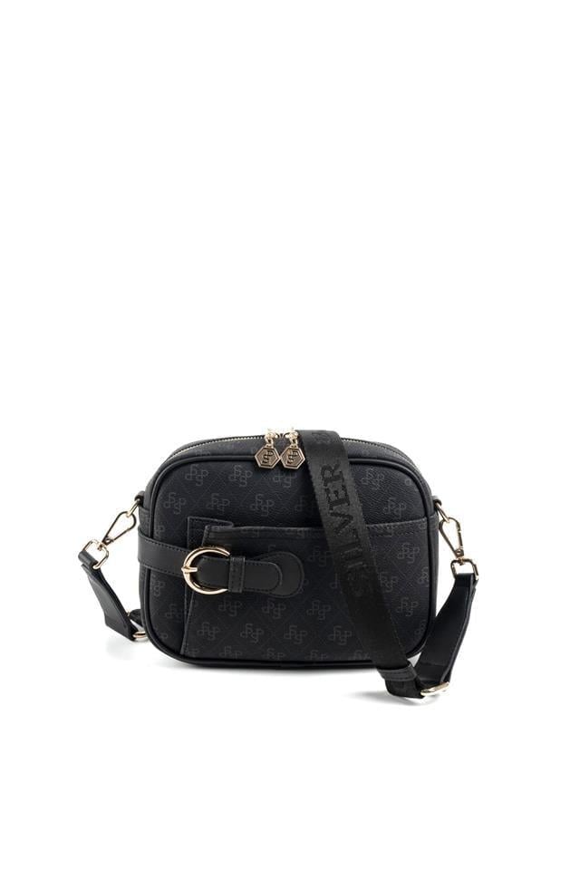 Silver Polo SP1256 Kadın Çapraz Çanta Monogram Siyah-Siyah