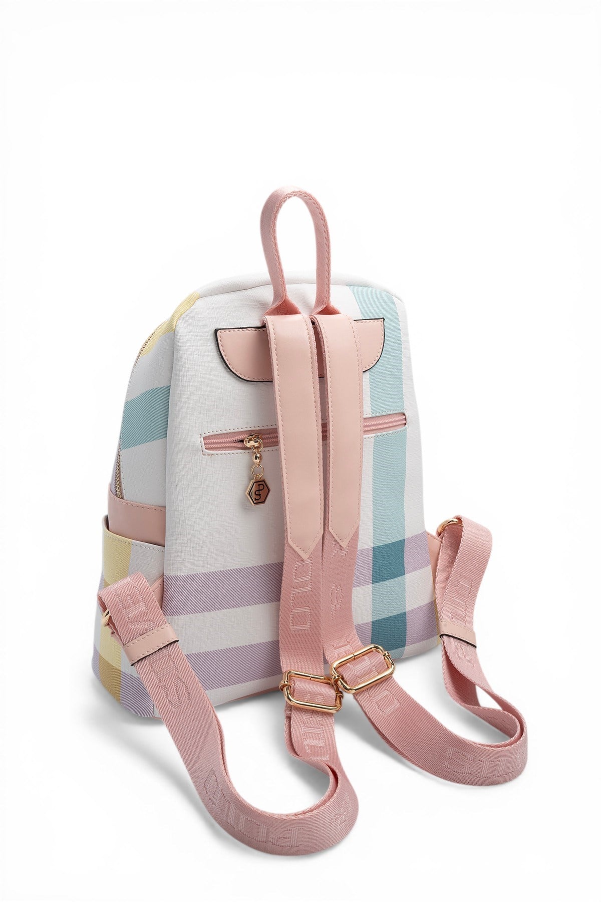 Silver Polo SP926 Kadın Sırt Çantası Ekose Lila-Pembe