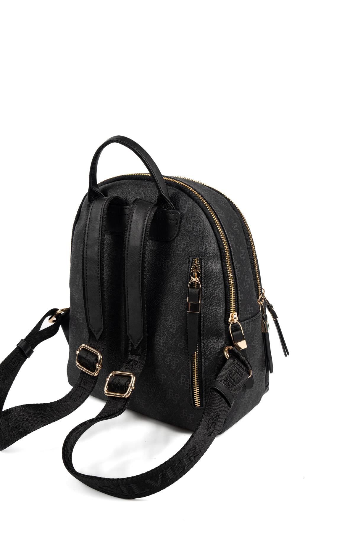 Silver & Polo SP1265 Kadın Sırt Çantası Monogram Siyah