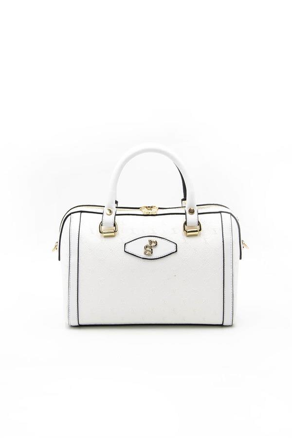 Silver & Polo SP1091 Kadın El Çantası Logolu Beyaz-Beyaz