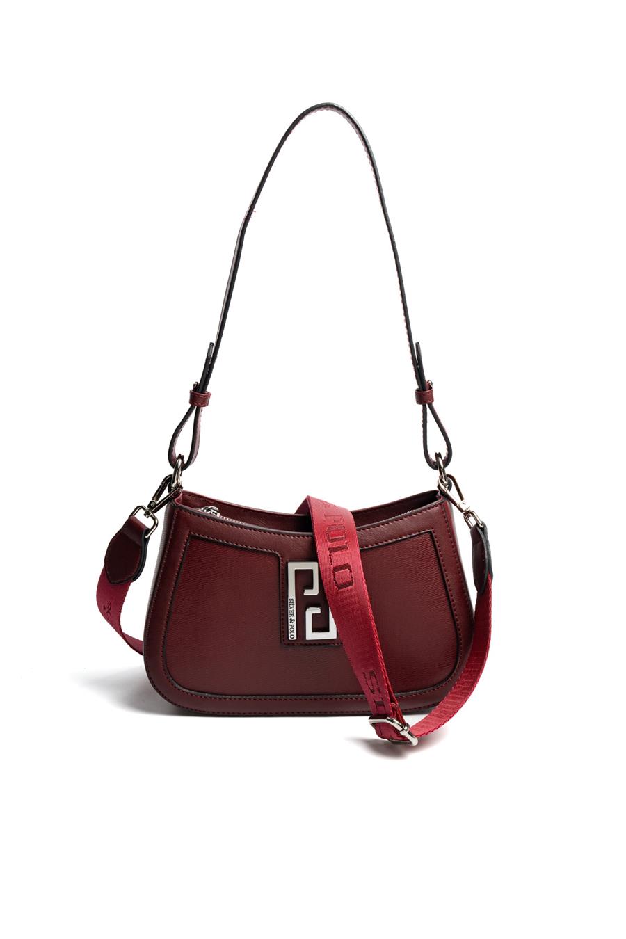 Silver Polo Bordo - Bordo Düz Kadın Çapraz Çanta SP1132