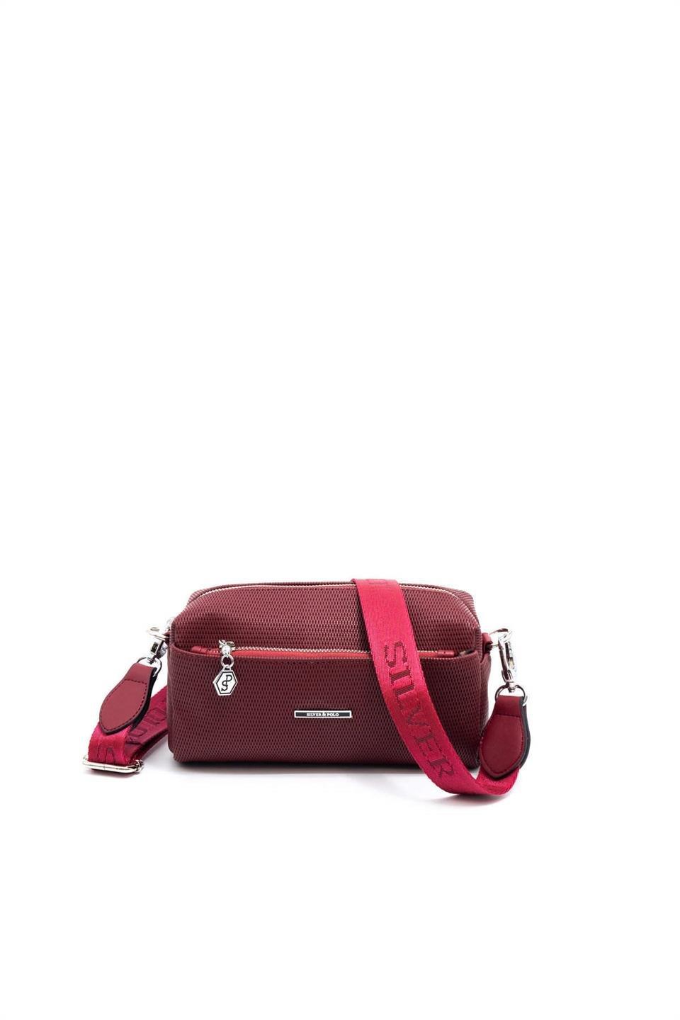 Silver Polo SP1142 Kadın Çapraz Çanta Petek Bordo-Bordo