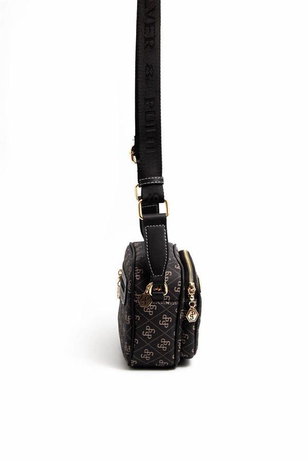 Silver & Polo SP1111 Kadın Çapraz Çanta Monogram Füme-Siyah