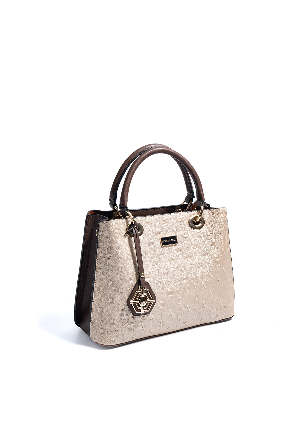 Silver & Polo SP1272 Kadın El Çantası Logolu Nut-Kahve