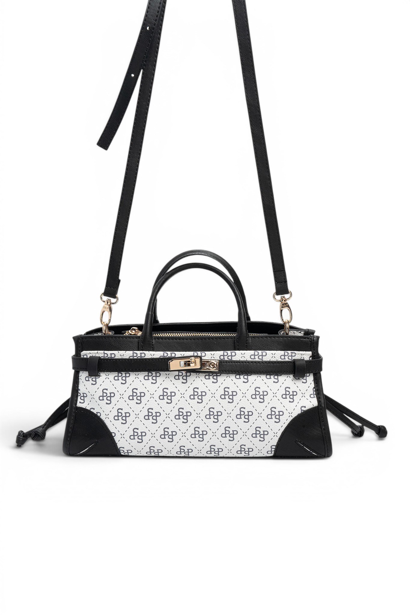 Silver Polo Beyaz - Siyah Monogram Kadın El Çantası SP1260