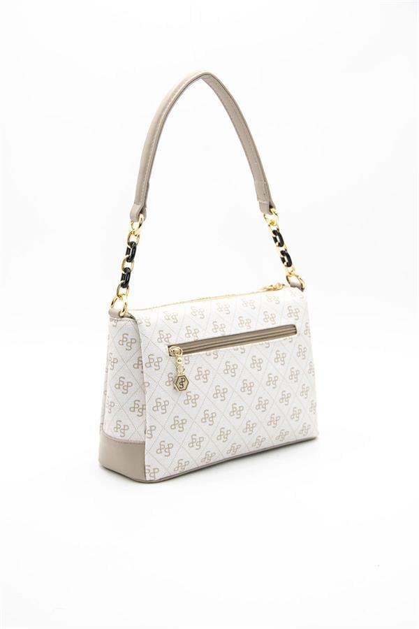 Silver & Polo SP910 Kadın Çapraz Çanta Monogram Bej-Kum