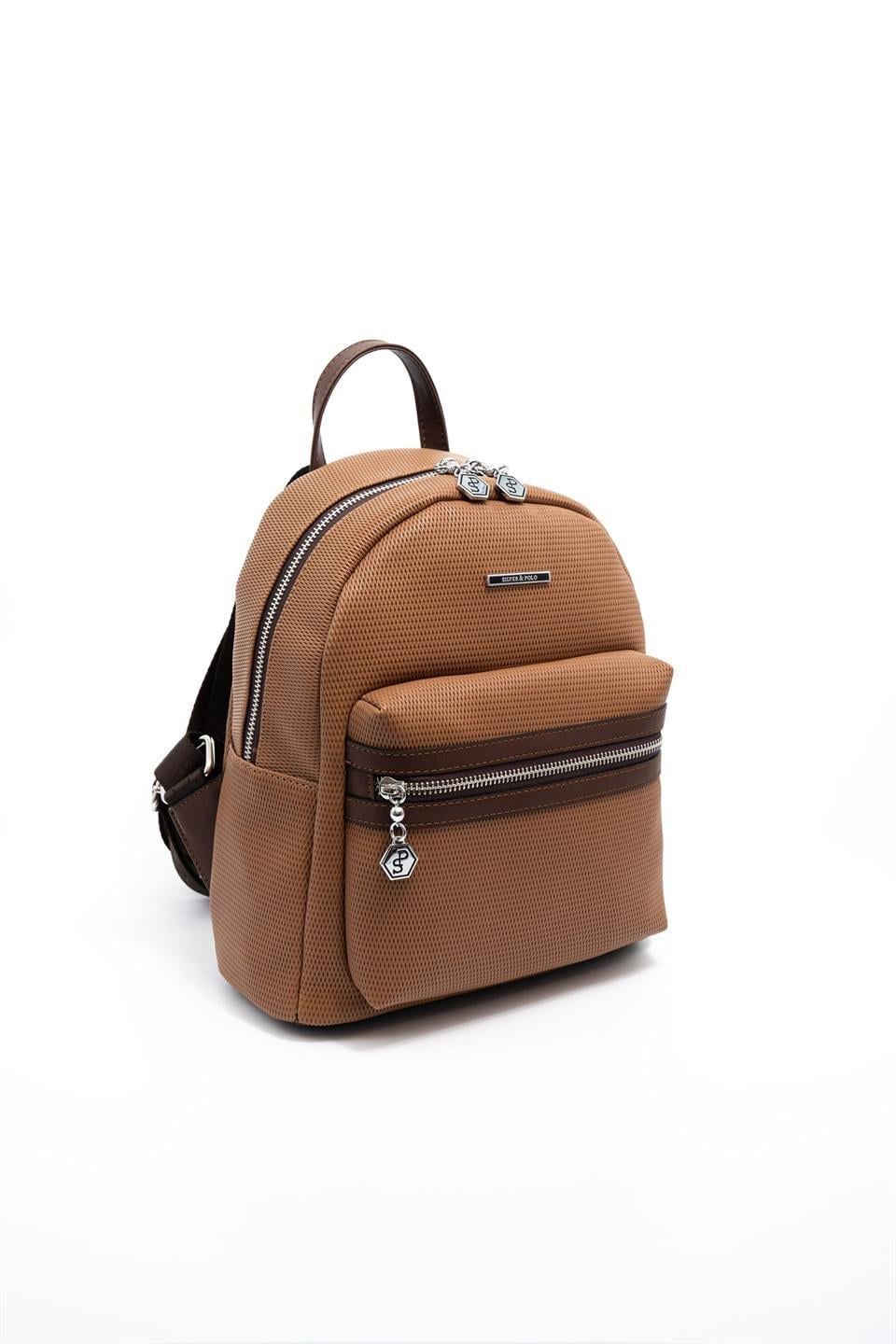 Silver Polo Karamel - Kahve Petek Kadın Sırt Çantası SP1146