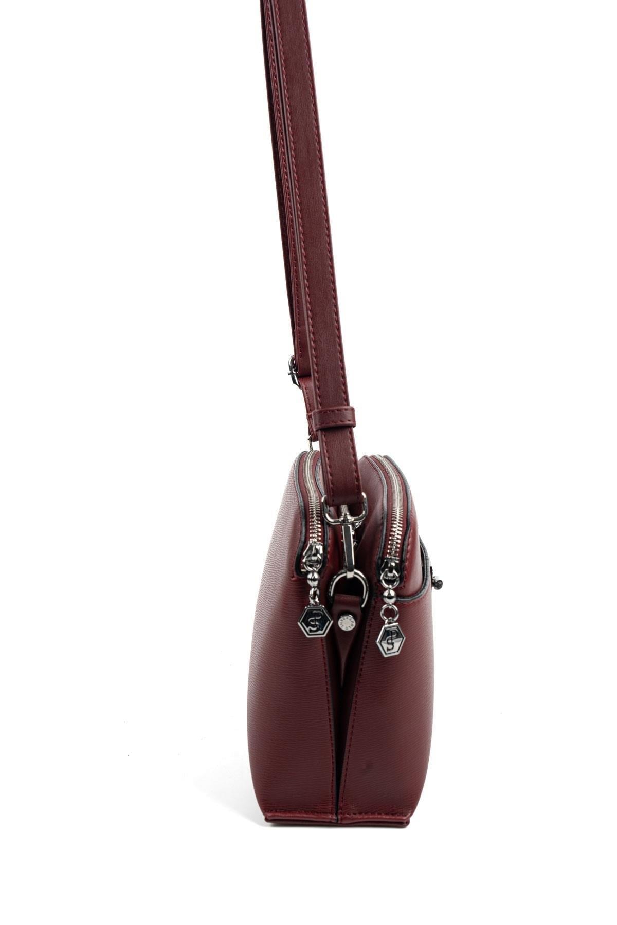 Silver Polo Bordo - Bordo Düz Kadın Çapraz Çanta SP623