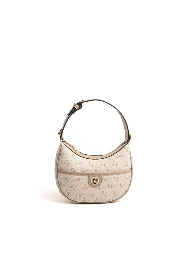 Silver Polo Bej - Kum Monogram Kadın Omuz Çantası SP1194