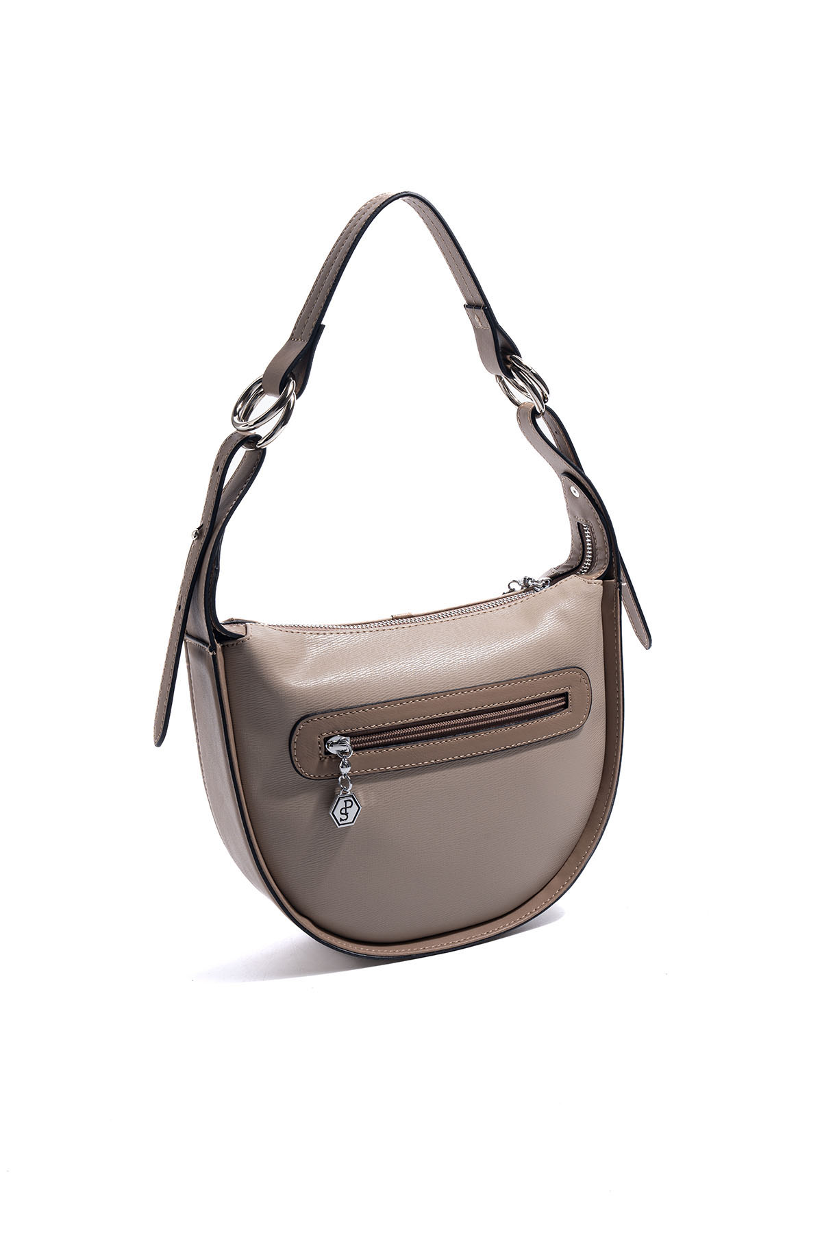 Silver & Polo SP1270 Kadın Omuz Çantası Düz Koyu Bej-Latte