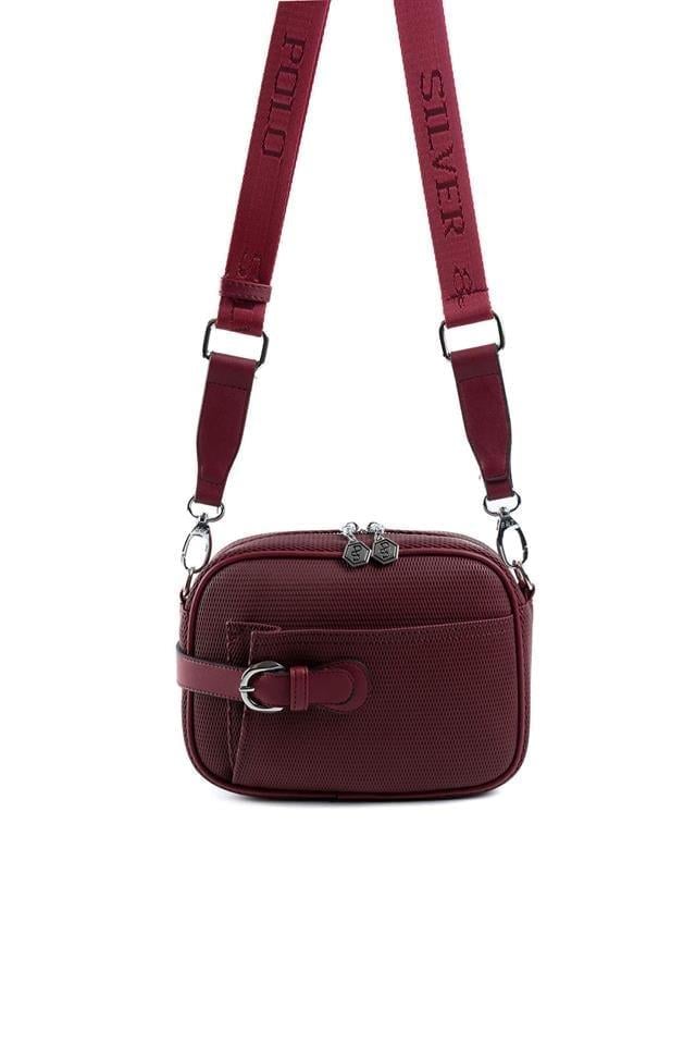 Silver Polo Bordo - Bordo Petek Kadın Çapraz Çanta SP1256