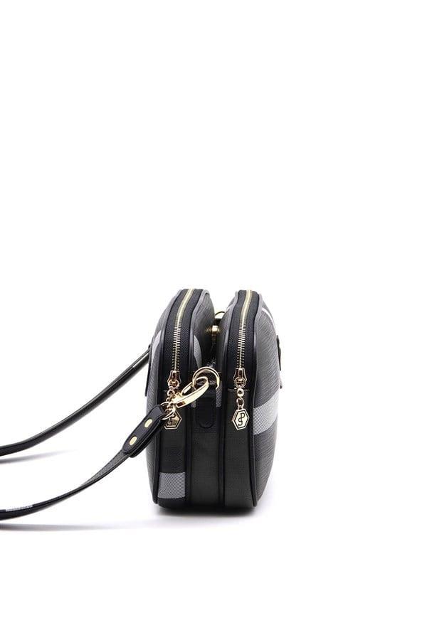 Silver Polo Siyah - Siyah Ekose Kadın Çapraz Çanta SP745
