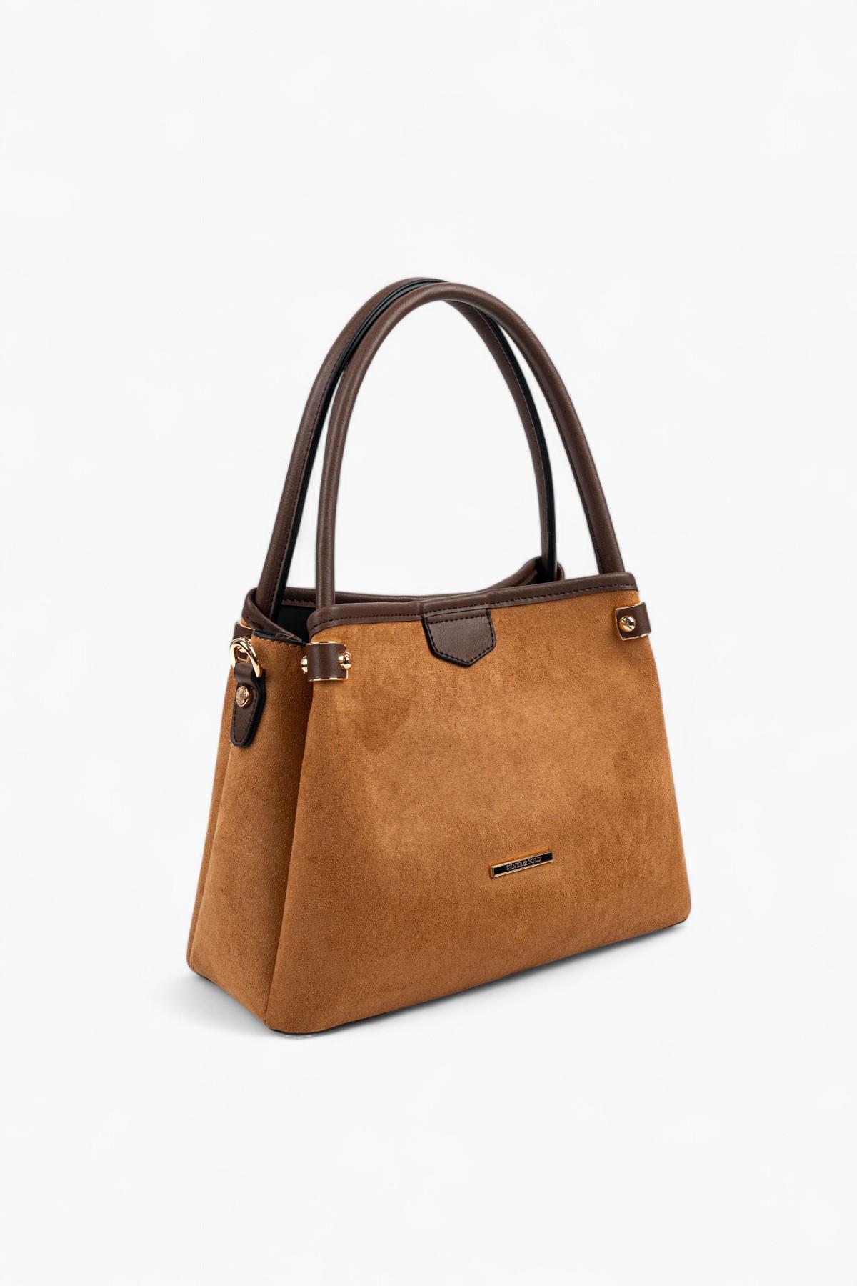 Silver & Polo SP1254 Kadın El Çantası Süet Taba-Kahve