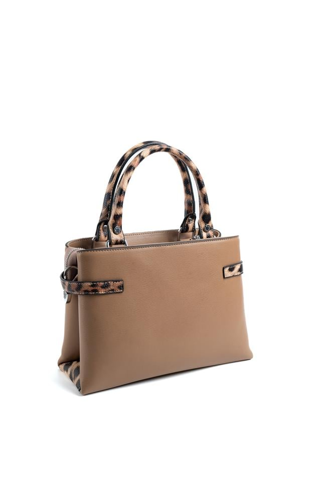 Silver Polo Bizon - Leopar Taba Düz Kadın El Çantası SP1149