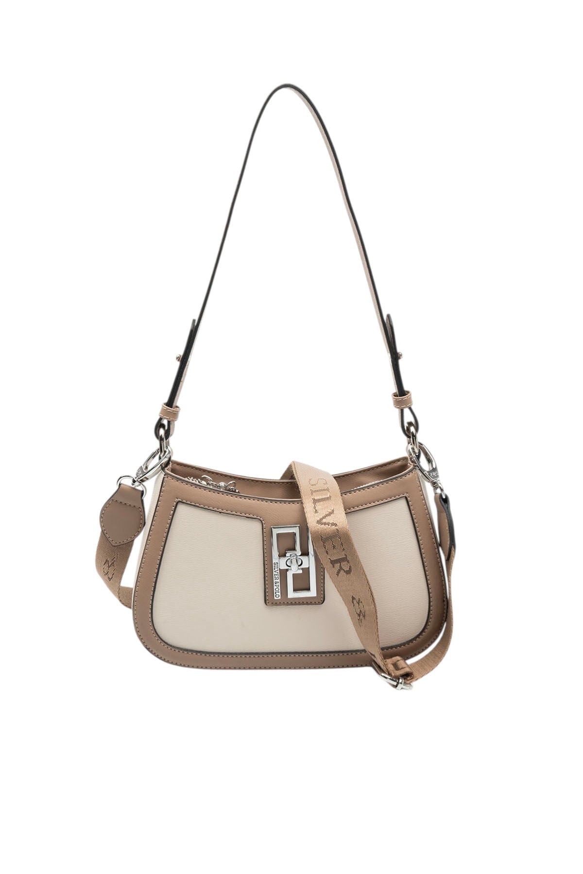 Silver Polo Bej - Latte Düz Kadın Çapraz Çanta SP1132