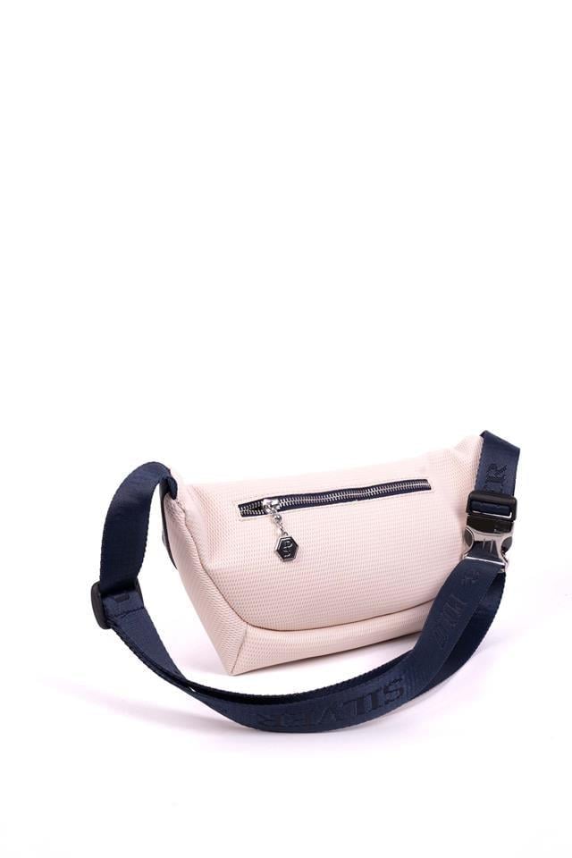 Silver Polo Bej - Lacivert Petek Kadın Bel Çantası SP1192
