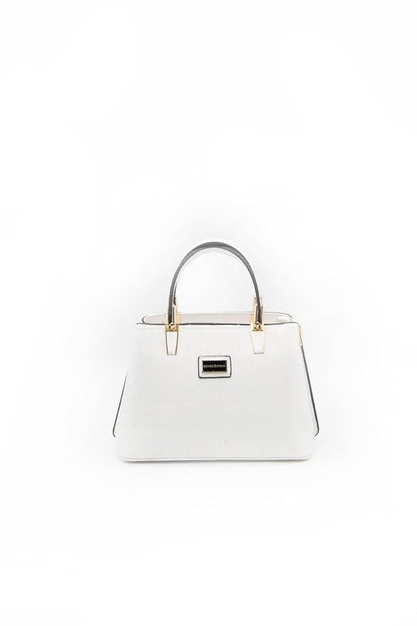 Silver & Polo SP987 Kadın El Çantası Logolu Beyaz