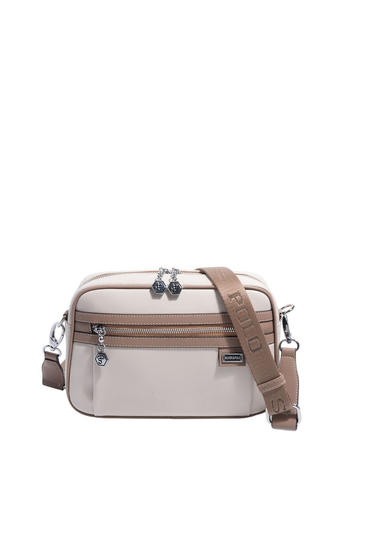 Silver Polo SP1280 Kadın Çapraz Çanta Düz Bej-Latte