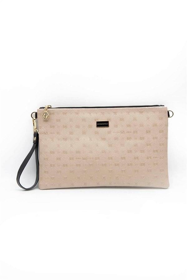 Silver Polo Nut - Siyah Logolu Kadın Portföy ve Clutch El Çantası SP1034