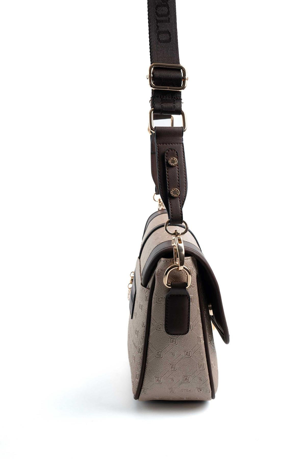 Silver Polo SP1182 Kadın Çapraz Çanta Logolu Nut-Kahve