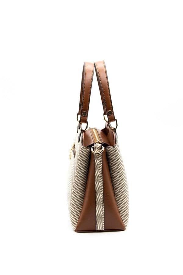 Silver & Polo SP972 Kadın El Çantası Hasır Bej-Taba
