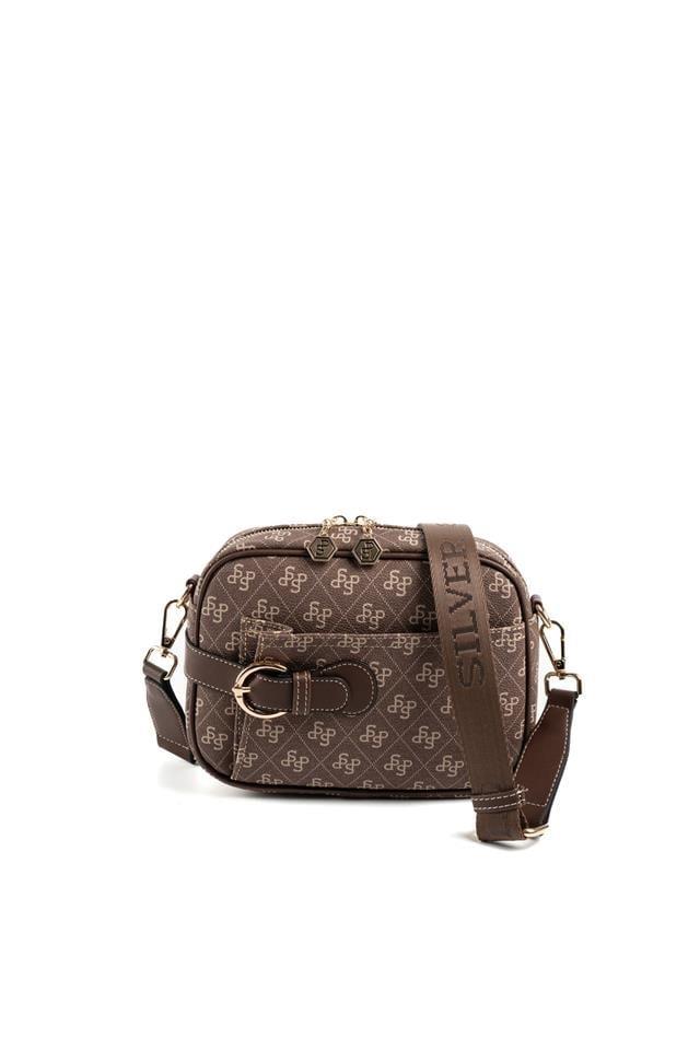 Silver Polo SP1256 Kadın Çapraz Çanta Monogram Kahve-Kahve