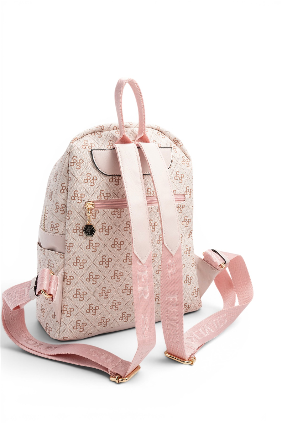 Silver & Polo SP926 Kadın Sırt Çantası Monogram Pembe-Pudra