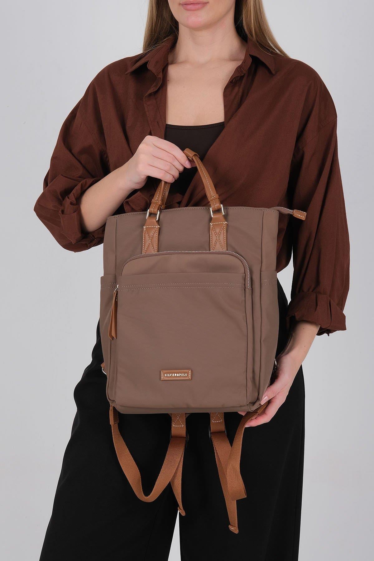 Silver & Polo SP1226 Kadın El Çantası Saten Kahve-Taba