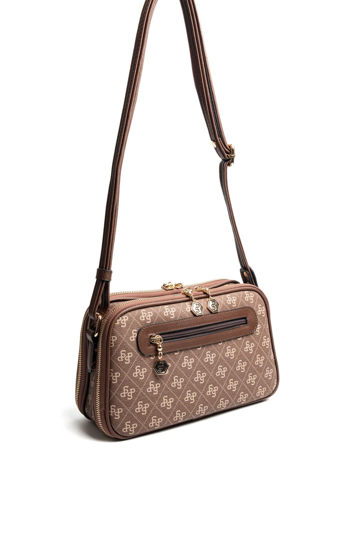Silver Polo SP899 Kadın Çapraz Çanta Monogram Kahve-Kahve