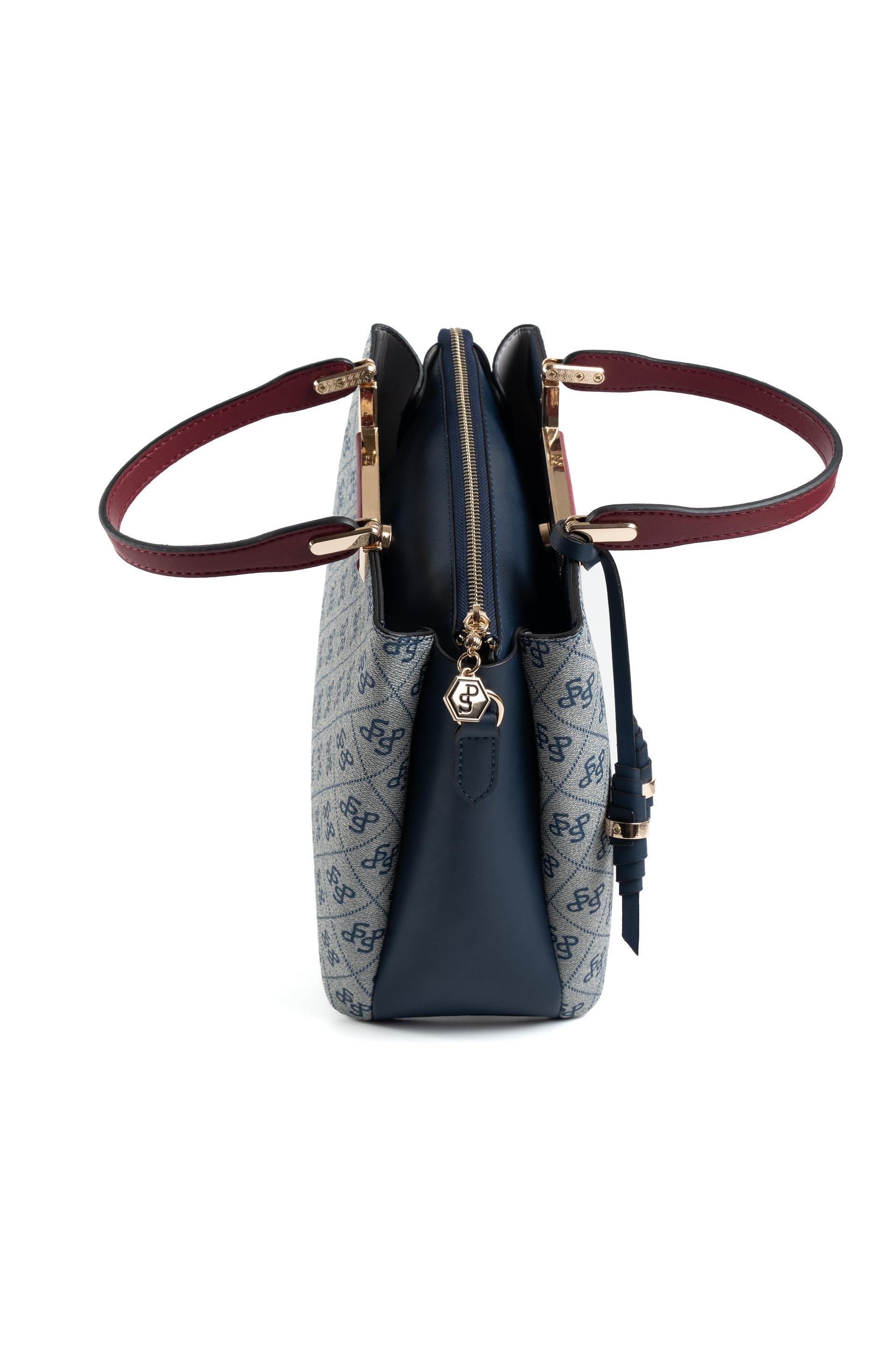 Silver Polo SP969 Kadın El Çantası Monogram Gri-Laci-Bordo