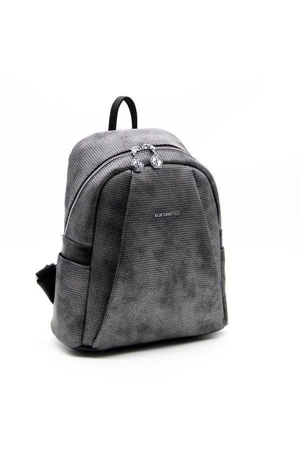 Silver & Polo SP926 Kadın Sırt Çantası Petek M.Gümüş-Siyah