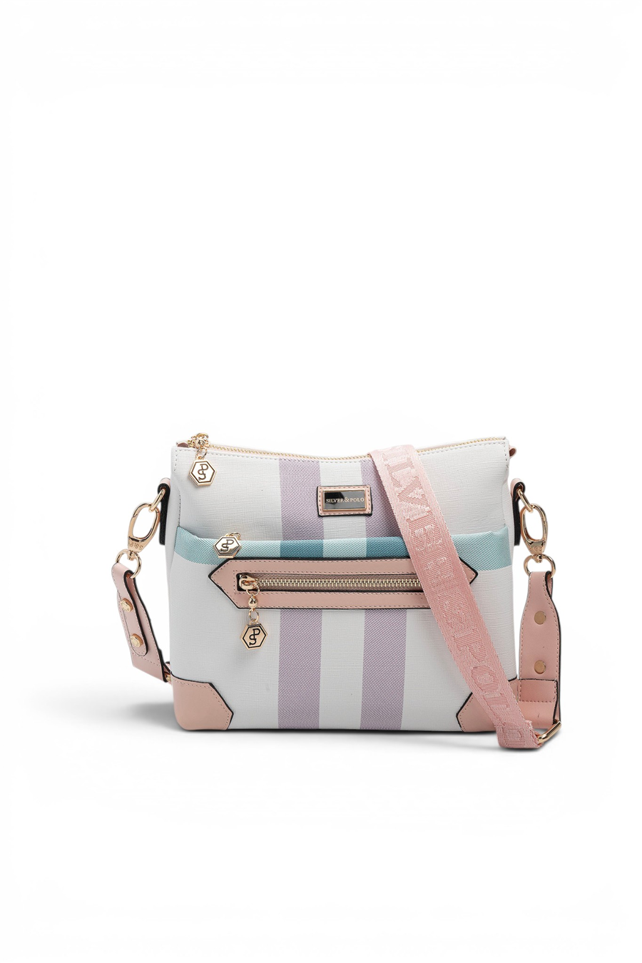 Silver Polo SP1110 Kadın Çapraz Çanta Ekose Lila-Pembe