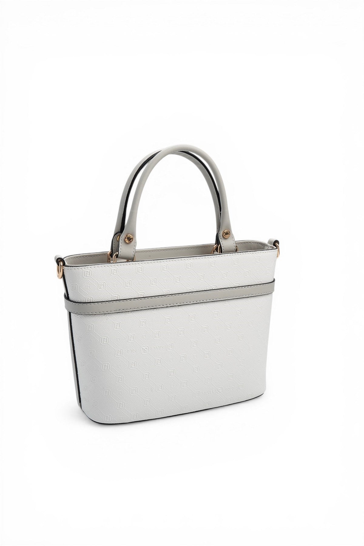 Silver & Polo SP1283 Kadın El Çantası Logolu Beyaz-A.Gri