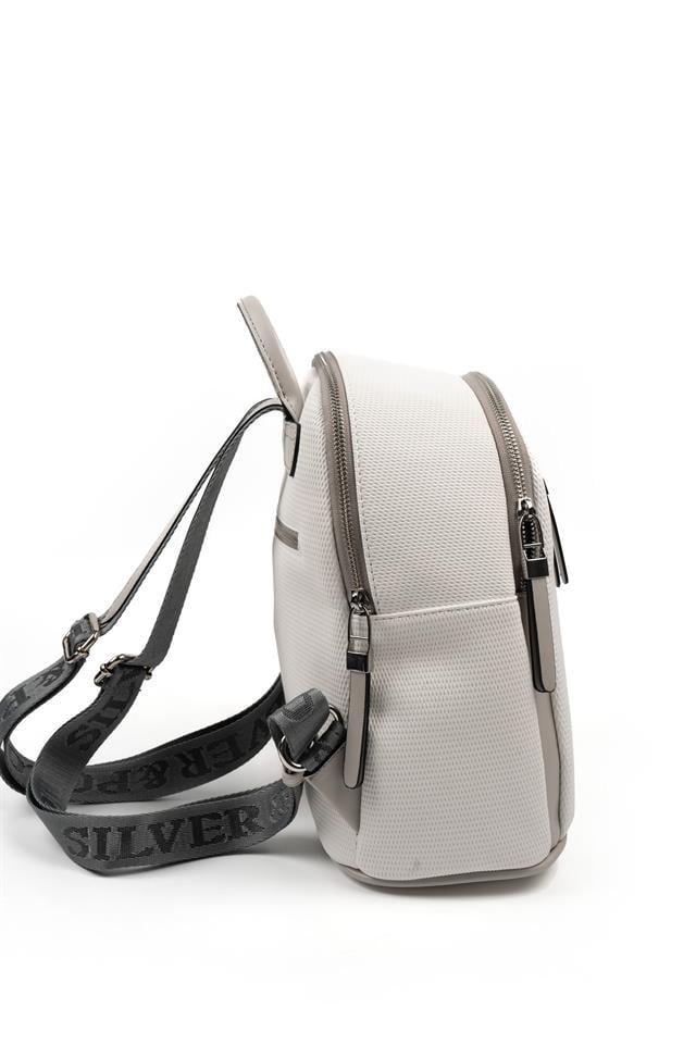 Silver & Polo SP901 Kadın Sırt Çantası Petek Beyaz-A.Gri