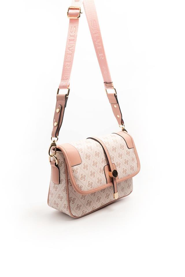 Silver Polo Pembe - Somon Monogram Kadın Çapraz Çanta SP1182