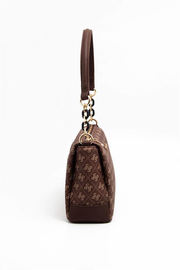 Silver & Polo SP910 Kadın Çapraz Çanta Monogram Kahve
