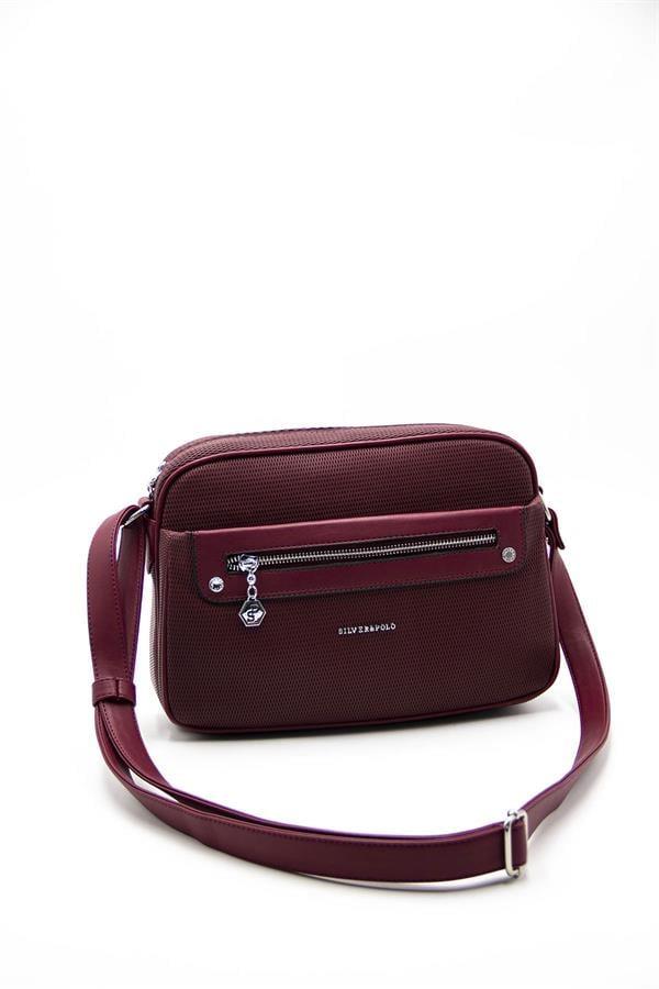 Silver Polo SP753 Kadın Çapraz Çanta Petek Bordo-Bordo