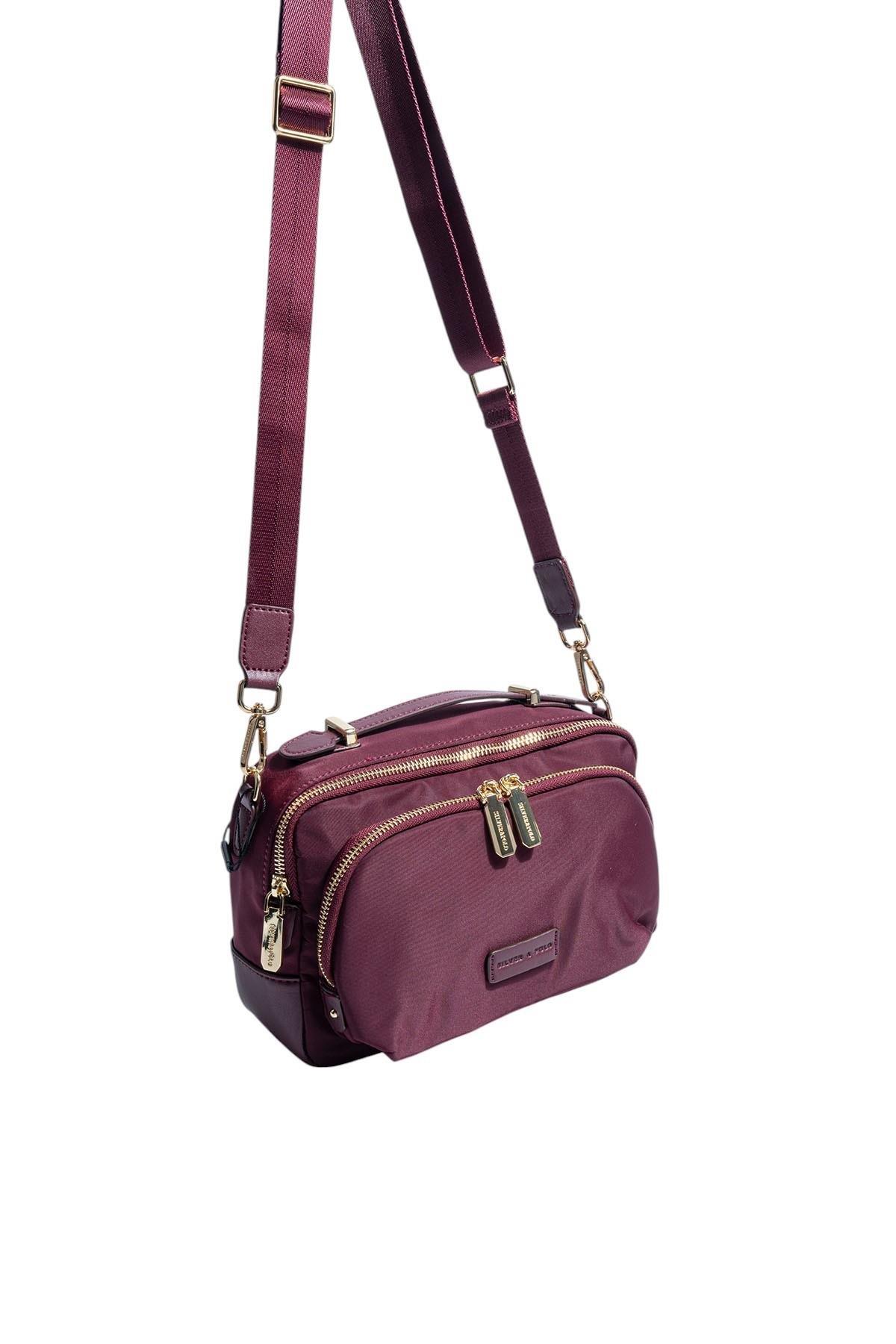 Silver Polo SP1221 Kadın Çapraz Çanta Saten Bordo-Bordo