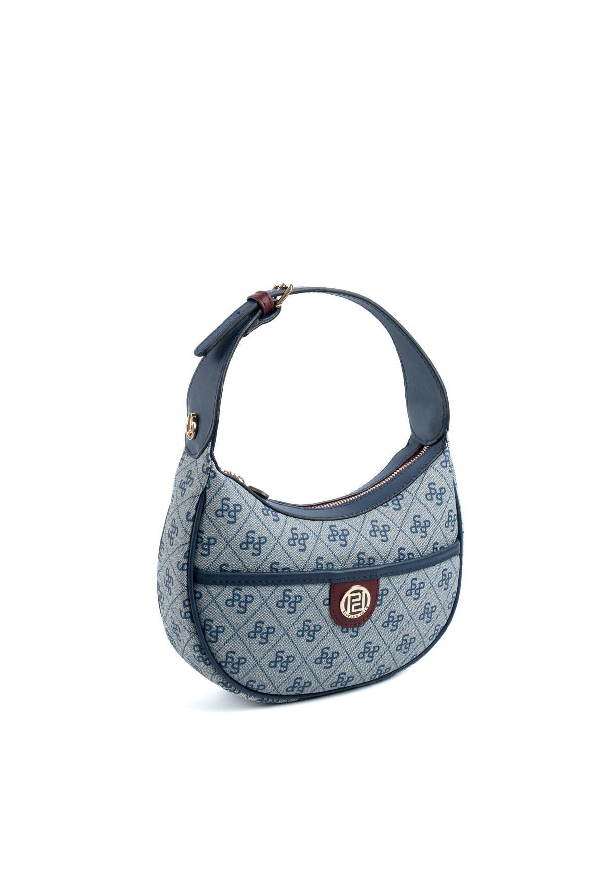Silver Polo Gri - Laci - Bordo Monogram Kadın Omuz Çantası SP1194