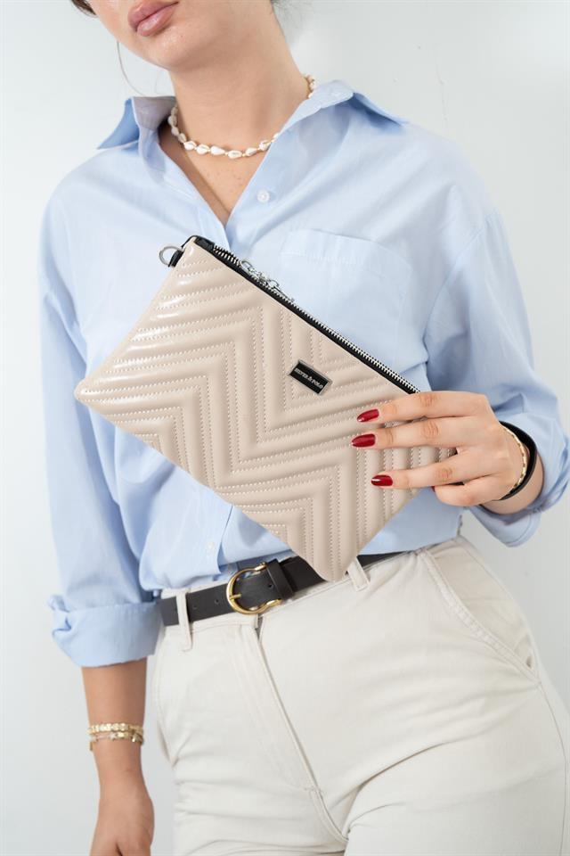Silver Polo A.Vizon - A.Vizon W Desen Kadın Portföy ve Clutch El Çantası SP1250