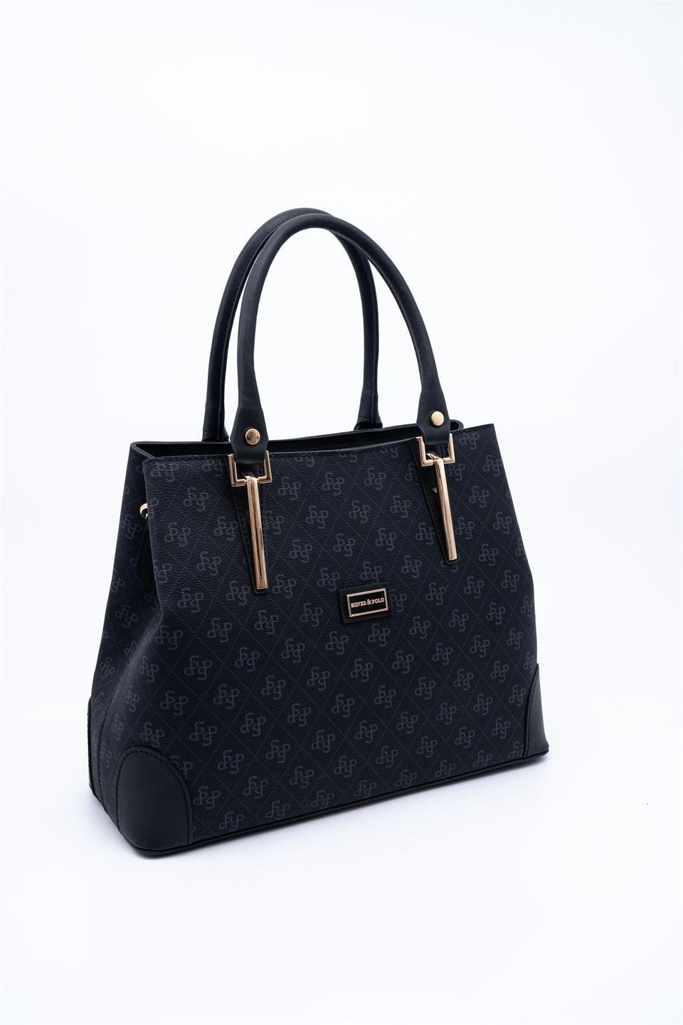 Silver & Polo SP667 Kadın El Çantası Monogram Siyah