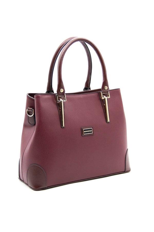 Silver Polo Bordo - Bordo Düz Kadın El Çantası SP667