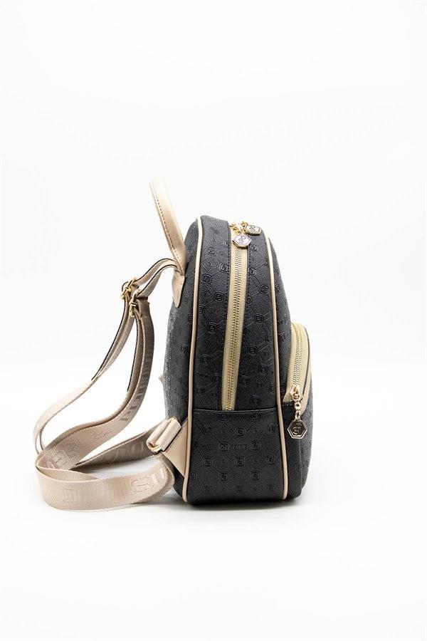 Silver & Polo SP945 Kadın Sırt Çantası Logolu Siyah-S.Nut